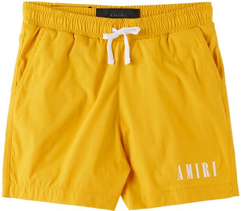 Amiri Kids Yellow Tie Dye Swim Shorts Amiri