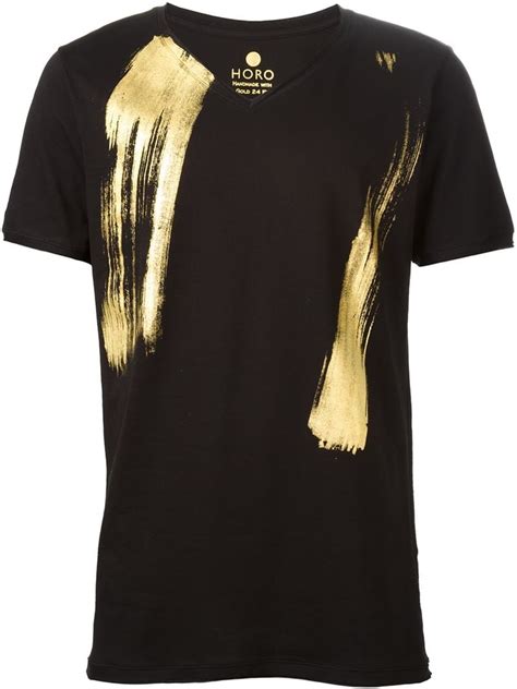 Horo 24kt Gold Brush Stroke T Shirt In Black For Men Lyst