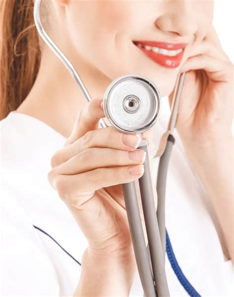 female doctor with stethoscope stock image image of heartbeat nurse 138006571