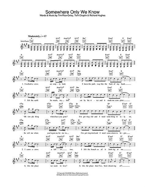 Ukulele tabs, tips, chords and news online. Somewhere Only We Know chords by Keane (Melody Line ...