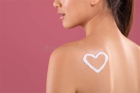 Naked Korean Lady With Body Lotion On Her Back Stock Image Image Of