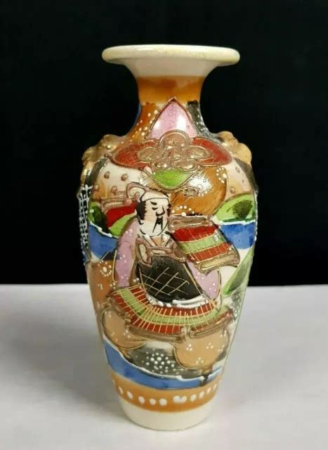 Antico Vaso Porcellana Ceramica Policroma Satsuma Imperiale Giappone