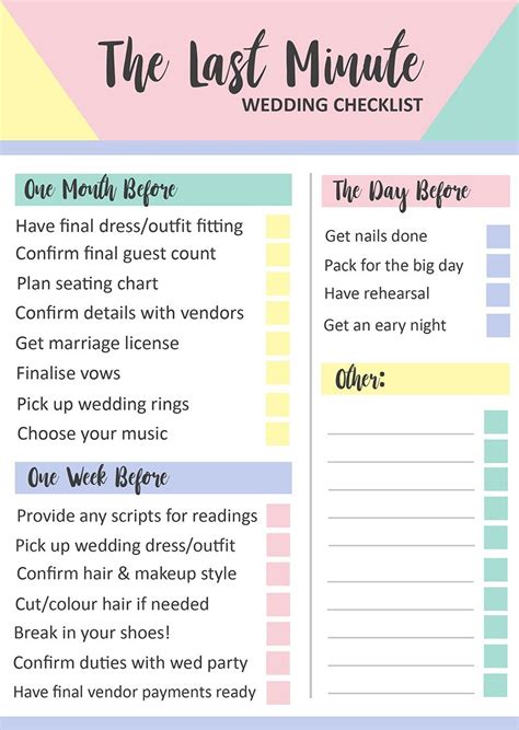 Opening up your home (or the home of a generous friend or family member) for a big day bash means dealing with logistical considerations you wouldn't encounter at a traditional wedding. GRAB THIS FREE PRINTABLE LAST MINUTE WEDDING CHECKLIST ...