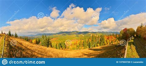 View Of Mountain Forest In Autumn Countryside Stock Photo Image Of