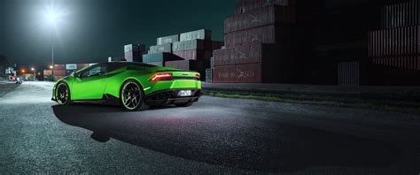 Download 3440x1440 Lamborghini Huracan Green Night Cars Wallpapers