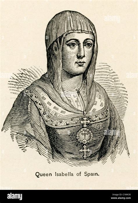 Old Lithograph Of Queen Isabella I Of Spain Stock Photo Alamy