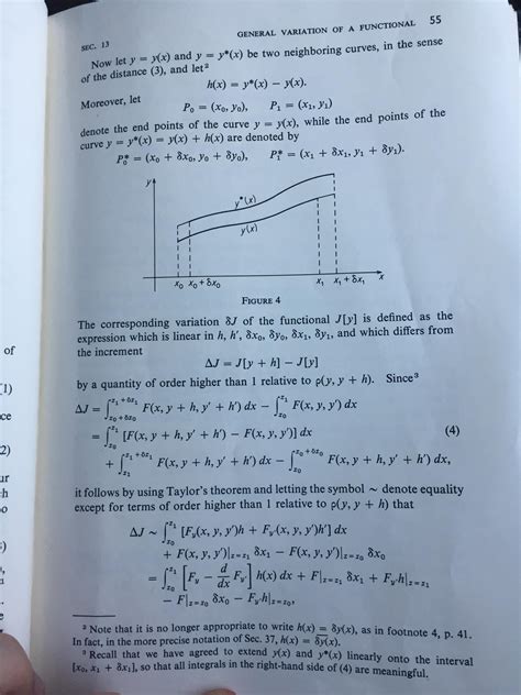 Question On “general Variations Of Functional” Proof Gelfand And Fomin