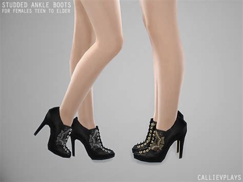 Studded Ankle Boots Sims 4 Female Shoes