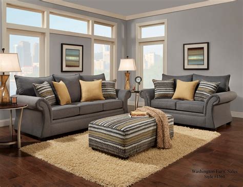 Jitterbug Gray Sofa And Loveseat Fabric Living Room Sets