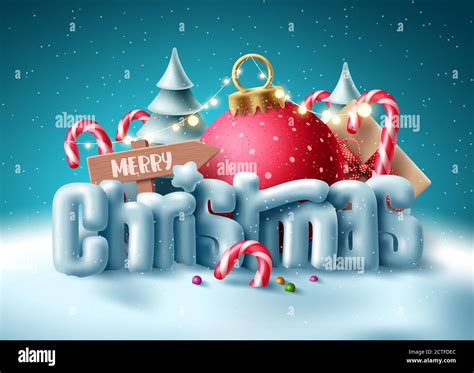 Christmas 3d Text Vector Concept Design Merry Christmas Greeting