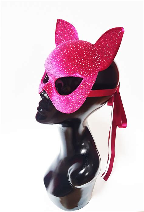 Catwoman Mask Fuchsia Cat Mask Dark Pink Panther Mask Etsy Uk