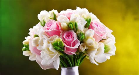 Composition With Bouquet Of Freshly Cut Flowers Stock Photo Image Of