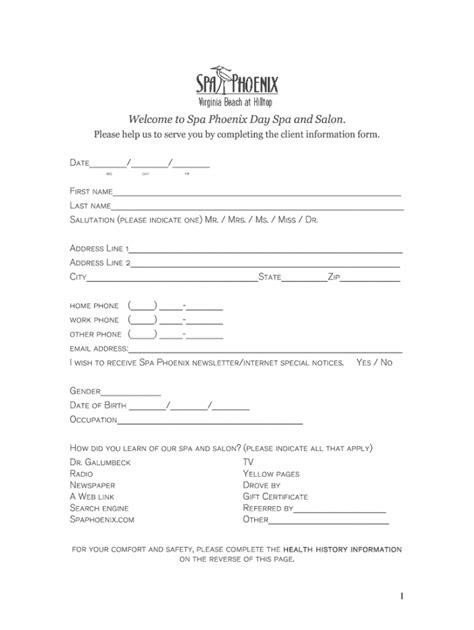 Printable Facial Client Consultation Form Pdf Printable Forms Free Online