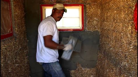 Applying Interior Scratch Coat Over Straw Baile House Youtube