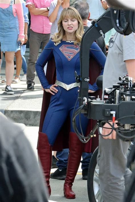 melissa benoist spotted in her supergirl costume while on set of supergirl in vancouver