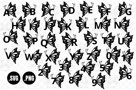 Butterfly Monogram Svg Alphabet Bundle Graphic By 99siamvector