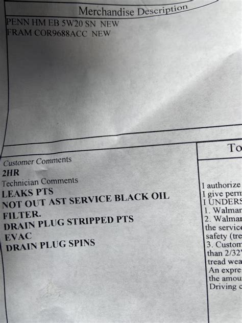 Got an oil change at Walmart, should I be worried about these notes