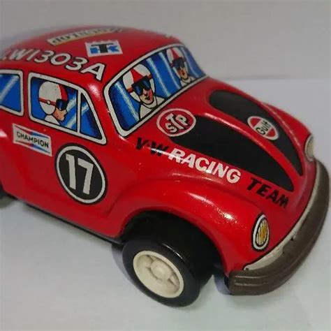 Japanese Vintage Tin Toy Car Vw Beetle Racing Length 44 Inch Very