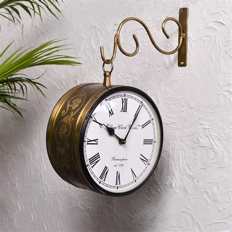 Brass Vintage Style Double Sided Wall Clock