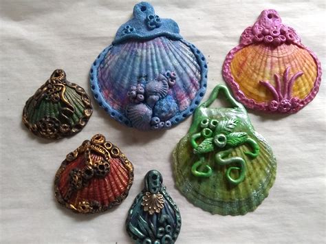 Shells That I Covered In Polymer Clay Shell Crafts Sea Shells Fimo