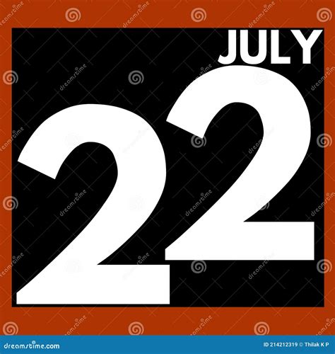 July22 Modern Daily Calendar Icon Date Day Month Stock Illustration