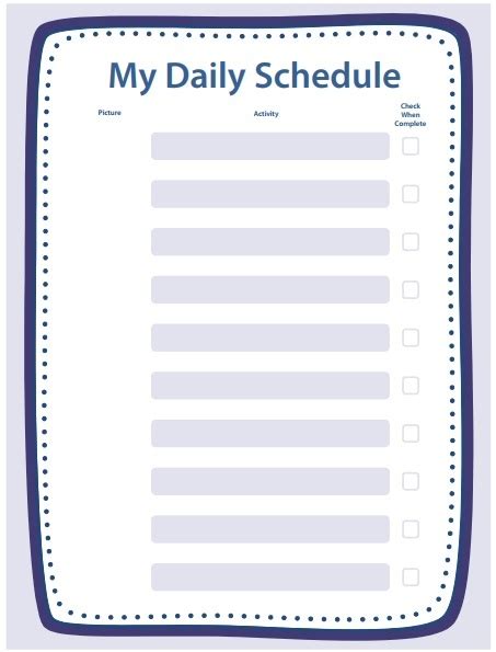 Daily Schedule Template Pdf
