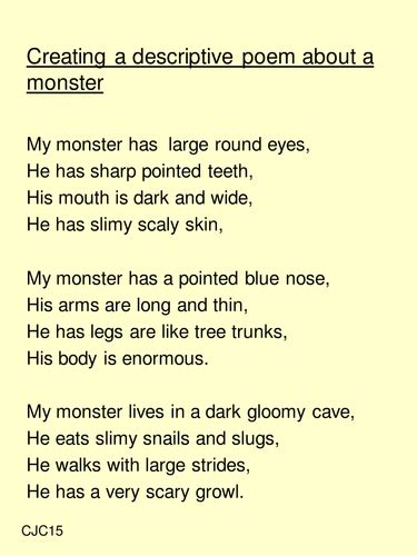 Writing Monster Poems Home Or School Teaching Resources