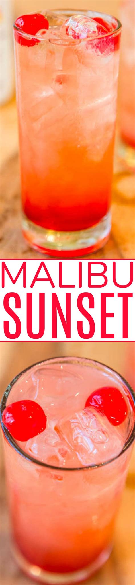 Cocktail met malibu, grenadine, jus d orange, grapefruitsap, ijs en sinaasappel. Malibu Sunset | Recipe (With images) | Fruity alcohol ...