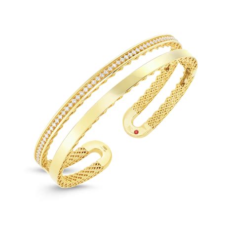 Roberto Coin 18kt Gold Double Symphony Golden Gate Bangle With Diamonds