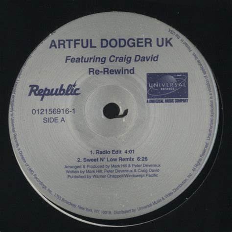 Artful Dodger Uk Featuring Craig David Re Rewind 2000 Vinyl Discogs