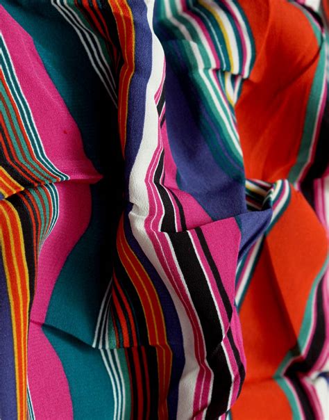 Multicolor Stripe Print On Viscose Moss Crepe Dress Material Fabric Charu Creation