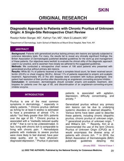 Pdf Diagnostic Approach To Patients With Chronic Pruritus Of Unknown