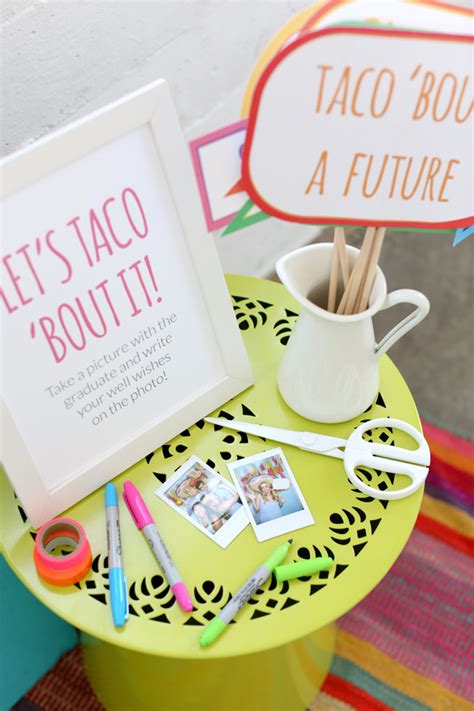 Get everything you need to build the perfect taco and nacho bar right here. Stress Less: "Taco 'Bout a Future" Catered Graduation Party Ideas - Happy Hour Projects