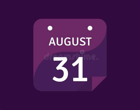 31 August August 31 Icon Single Day Calendar Vector Illustration Stock