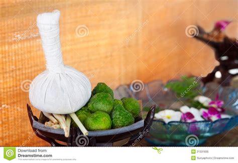 herb ball and herbs for spa massage stock image image of body aromatic 21331835