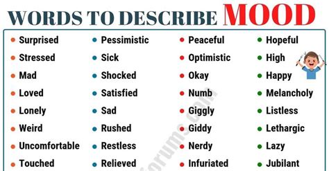 Mood Words List Of 120 Useful Words To Describe Mood In English
