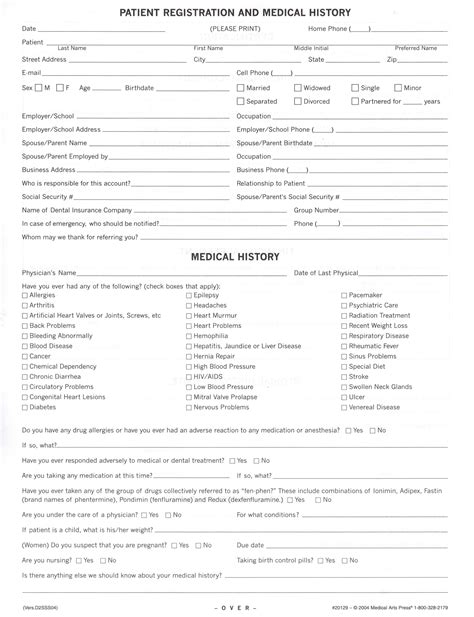 New Patient Health History Form Template Full Version Free Software