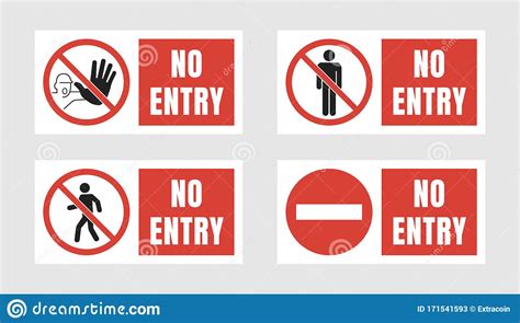 No Entry Sign Set No People Allowed Labels And Stickers Stock Vector