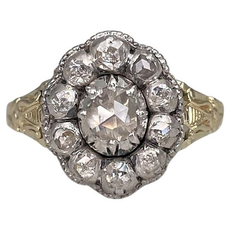 Rose Cut Diamond Gold Flowerhead Ring At 1stdibs