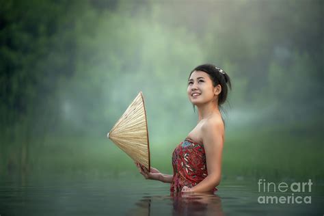 Thai Woman Bathing In The River Photograph By Sasin Tipchai Pixels