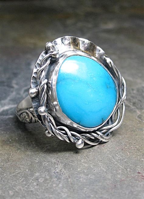 Handmade Turquoise Ring Sterling Silver One Of A Kind Stone Artisan