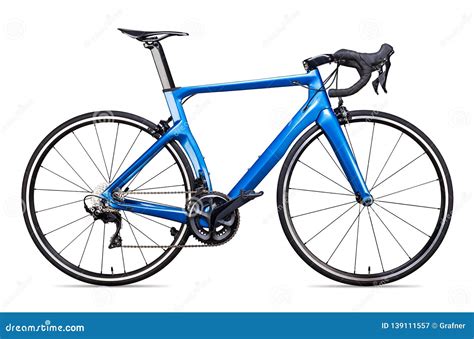 Blue Black Carbon Racing Sport Road Bike Bicycle Racer Isolated Stock
