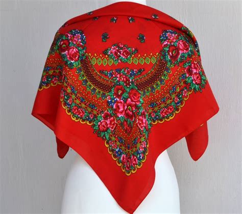 russian shawl babushkas head scarf ukrainian polish scarf etsy