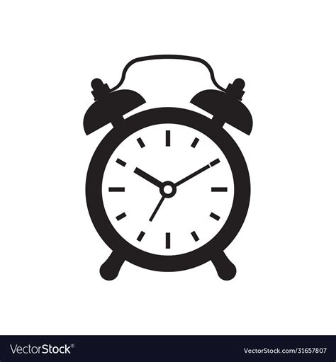 Black Alarm Clock Icon Isolated On White Vector Image