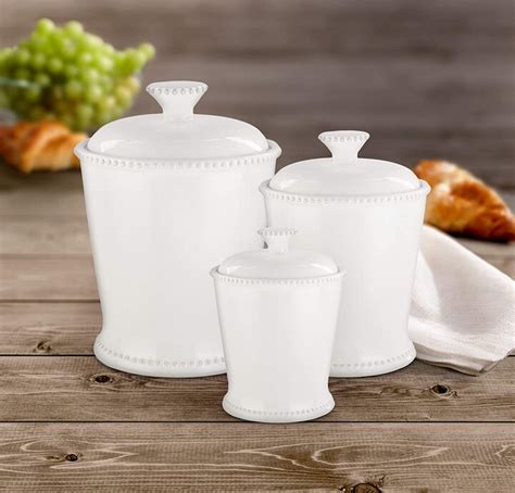 American Atelier Bianca Scallop White Canister Set Of 3 Shopstyle