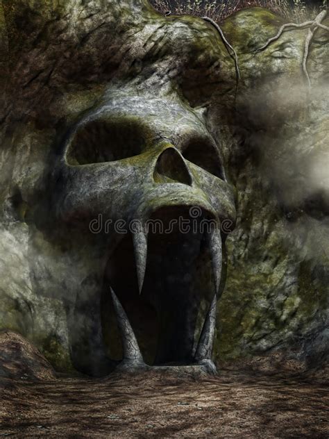 Spooky Cave Entrance Stock Illustration Illustration Of Skull 48465084