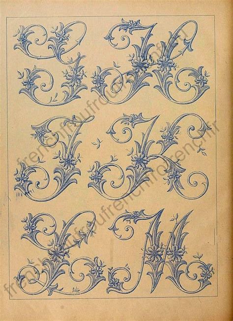 Antique French Victorian Alphabet Letters Embroidery Pattern Etsy