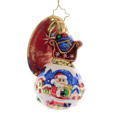 Christopher Radko Global Affair Glass Gem Ornament Santa Sleigh Globe