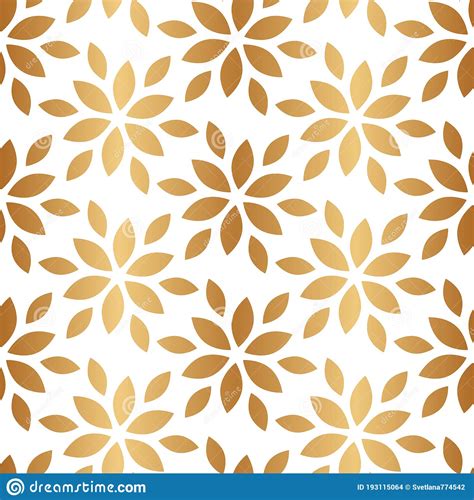 Gold Seamless Pattern Abstract Geometric Background With Floral Leaf