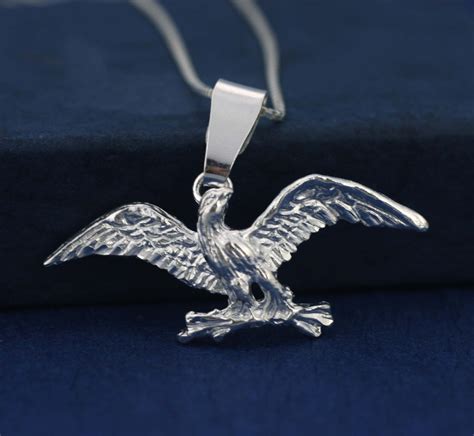 Sterling Silver Eagle Necklace Small Eagle Necklace Silver Etsy